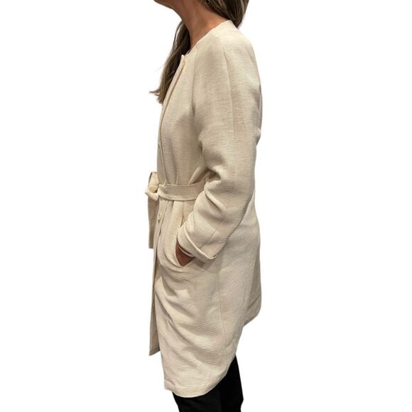 Zara Sand Texture Viscose Blend Belted Coat Jacket.Size M - Picture 5 of 16